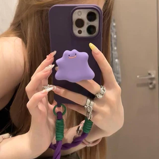 สีม่วง Ghost Bracket + ยาวสั้น Lanyard เคสโทรศัพท์สําหรับ iPhone 17 Pro Max 17 Air 16Plus 15 14 13 12 11 Pro Max IX เต็มรูปแบบกันกระแทกป้องกัน
