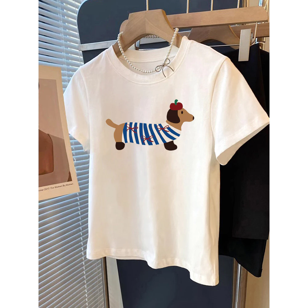 COD✅ (จัดส่งในกรุงเทพฯ) MAO Shop รูปแบบดัชชุนด์อเมริกัน oversize สไตล์หวานๆ น่ารักๆ สไตล์เกาหลี ผ้าฝ้ายแท้ 100% #51164
