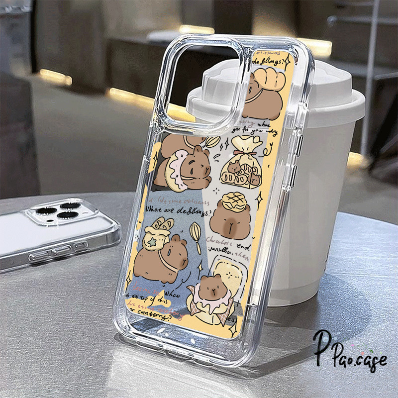 น่ารักคาพีบาร่า ที่มีกระเป๋าใส่ของเข้ากันได้กับ IPhone 11 XR 7Plus 15 13 X 14 Pro Max XS Max 14 15 7 8Plus ปกอ่อน