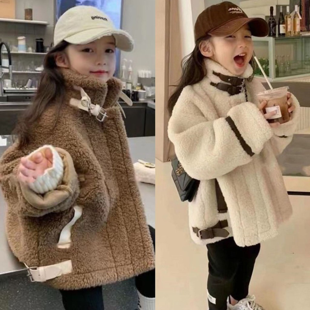 สาวหนาเสื้อฤดูหนาวรูปแบบใหม่เวอร์ชั่นเกาหลีขนเสื้อขนสัตว์แบบบูรณาการอินเทรนด์กลางเด็กเล็ก