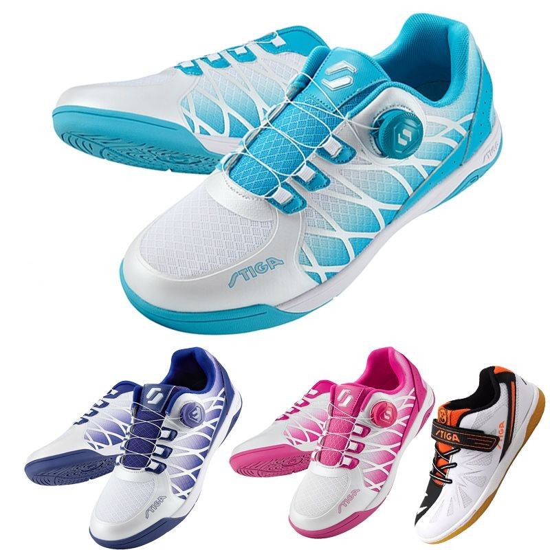 ของแท้ Strand-free STIGA ปิงปองรองเท้า Tie-free Anti-slip ทนต่อการสึกหรอ Race รองเท้าการฝึกอบรมรองเท้ากีฬาปิงปองรองเท้า