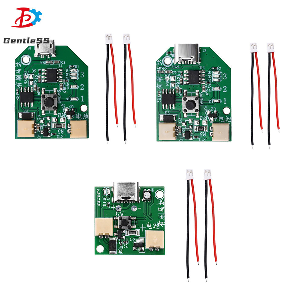 3.7V Brushed 3-Speed Universal Small Fan Circuit Control Board Micro USB/Type-C ชาร์จพร้อมสายเคเบิล