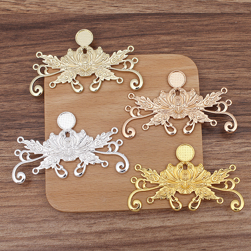 5pcs วินเทจโลหะผสมดอกบัวจี้ DIY เจ้าสาวมงกุฎเครื่องประดับเครื่องประดับขายส่ง