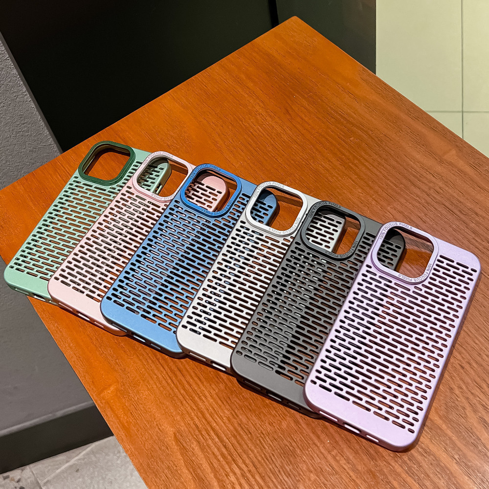 ถูกที่สุด🔥รับประกันสินค้า🔥เคสไอโฟน13เป็นรูพรุนสุดหรูเคสโทรศัพท์ระบายความร้อนสำหรับ11 12 13 14 15พร้อมฝาครอบ ขุ่นกล่องกัน