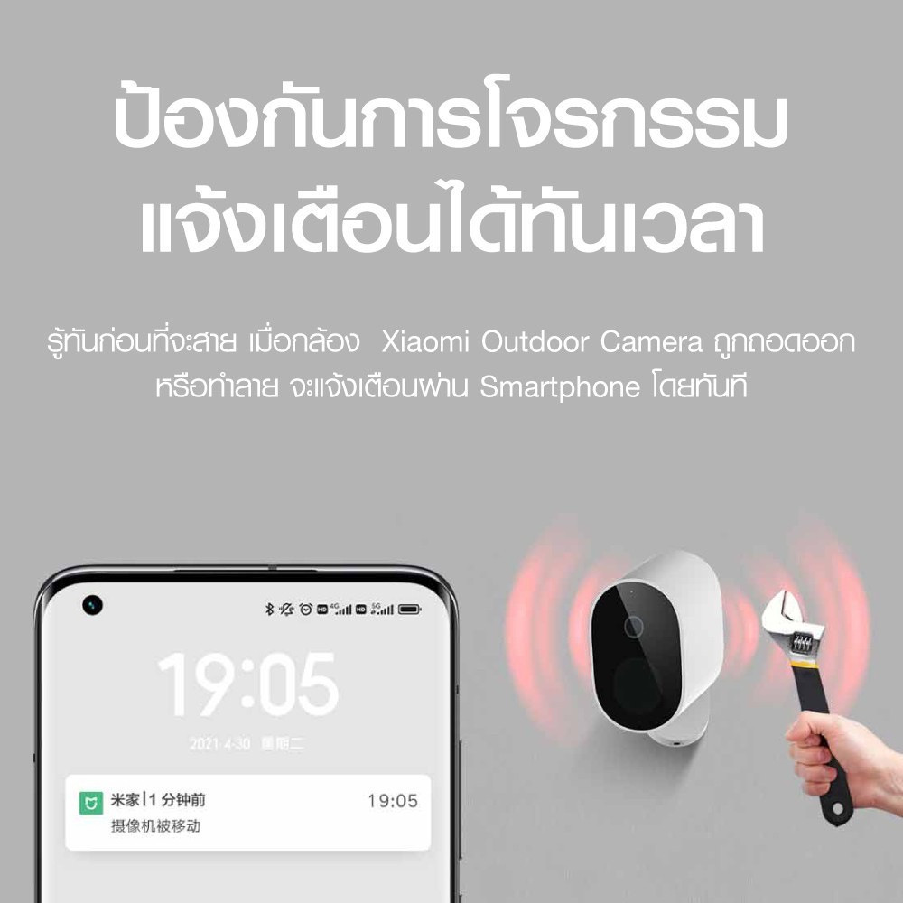 คมชัด Xiaomi Outdoor Camera AW300 กล้องวงจรปิด mi home 2K Full-HD บันทึกการเคลื่อนไหวที่ตรวจพบ กันน้