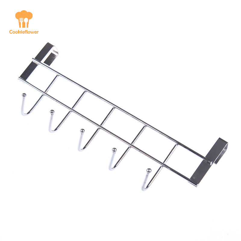 Ckfr 5-Hooks เสื้อผ้า Coat Towel Hanger Rack Holder Shelf Over Door Home Bathroom ใหม่
