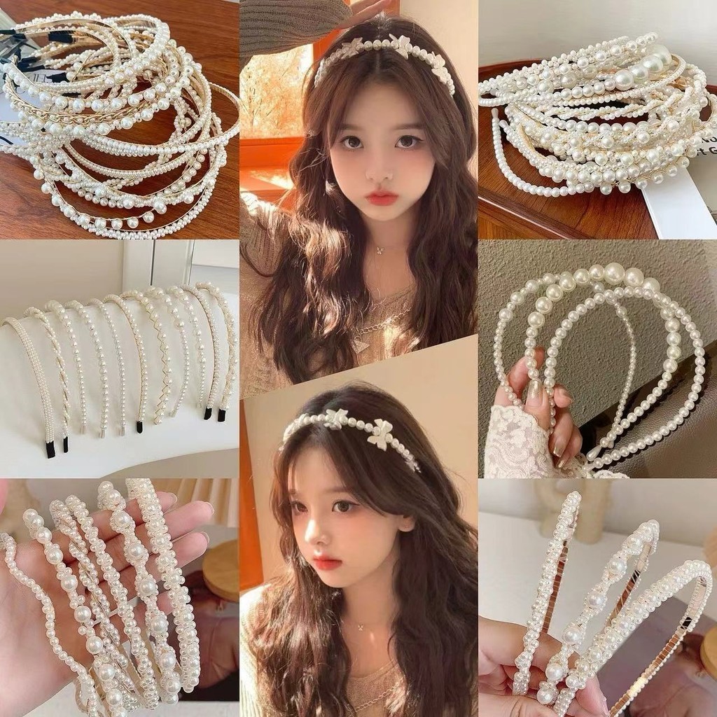 เครื่องประดับผมเกาหลี ที่คาดผมโบว์มุก ที่คาดผมสาวหวานที่เรียบง่ายและอเนกประสงค์