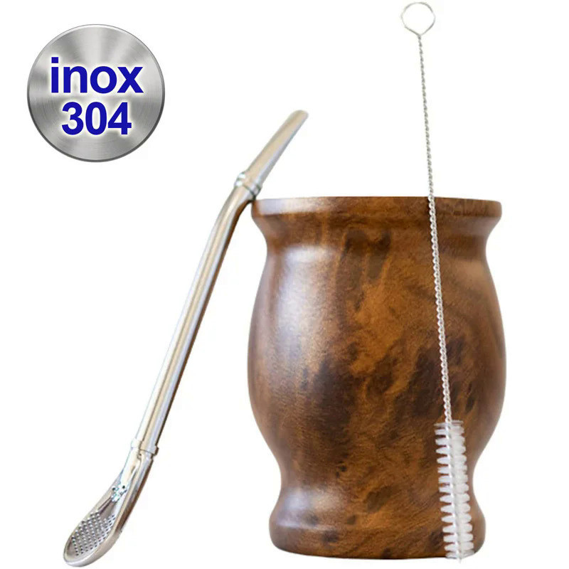 8oz Tea Yerba Mate Cup 304 Inox Double-Wall Insulated Vacuum Stainless Steel Mate Straw Tea Coffee S