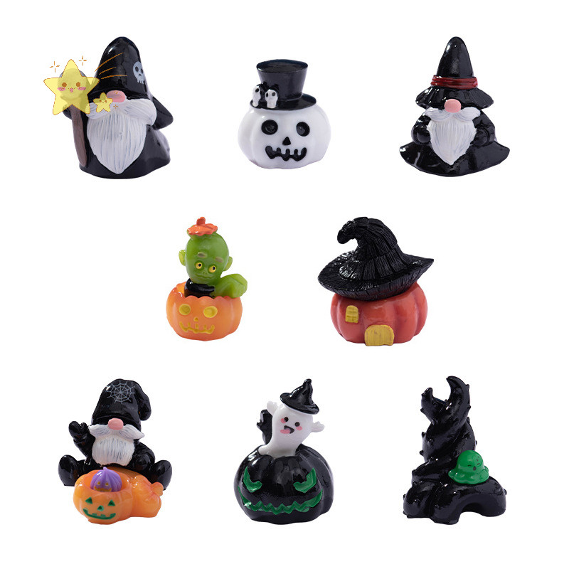 [JBTH] 1 PC Wizard Ghost Pumpkin House Figurines เครื่องประดับเรซิ่นตกแต่งฮาโลวีน Micro Landscape เค
