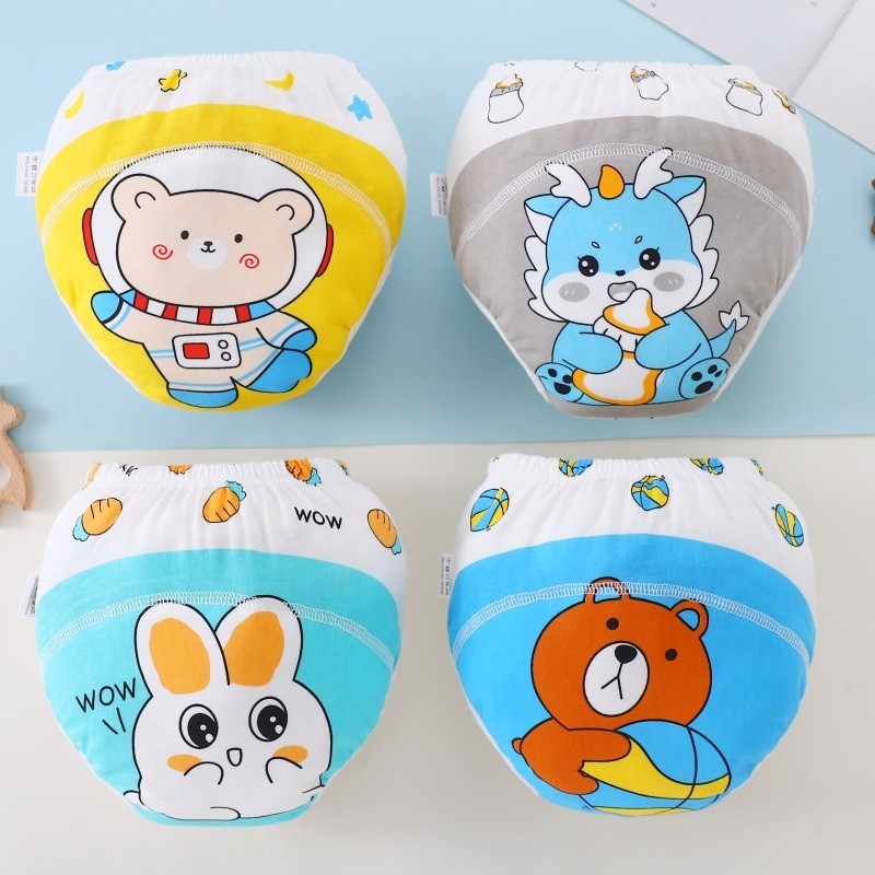 Baby Pee Cotton ผ้ากอซระบายอากาศ 6 ชั้น กางเกงฝึกซ้อมเด็กผู้หญิง ผ้าอ้อมเด็กผู้ชายแบบใช้ซ้ําได้ ผ้าอ้อมซักได้ ซักซ้ําด้วยน้ํา1-3Y