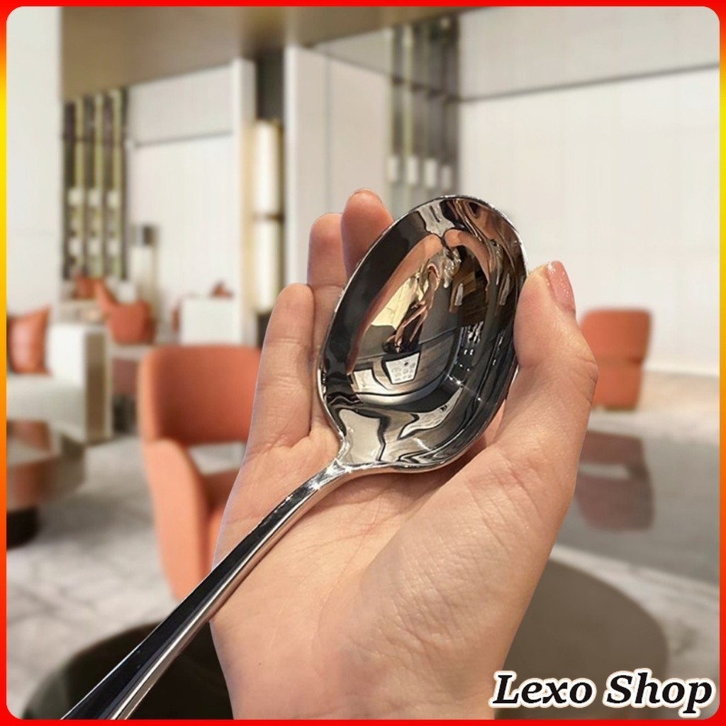 LEXO ช้อนเงินสแตนเลส ช้อนไอศครีม ตักซุป Stainless steel รูปที่ 7