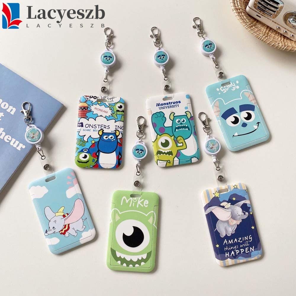 Lacyeszb กระเป๋าใส่บัตรแบบยืดหดได้ แฟชั่น น่ารัก บัตรประจําตัว กระเป๋า ป้ายชื่อ พวงกุญแจ ดัมโบ้ การ์ด ป้องกันกรณี