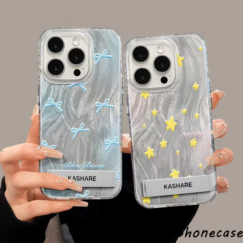 [สินค้าที่มีในสต็อก] เคสไอโฟน15 14 13 12 11ProMax Pro14P/15plus xsmax xr เคสโทรศัพท์โบว์สตาร์พร้อมขาตั้ง