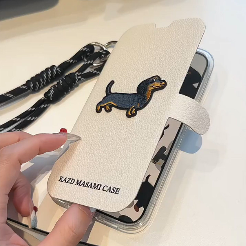 ขั้นสูงหนังหอยปักดัชชุนเคสโทรศัพท์สําหรับiphone15 14 13 12 Pro Max anti-Shockกล้องสายรัดป้องกันเชือกเส้นเล็กAnti-Dropนุ่มปกหลัง
