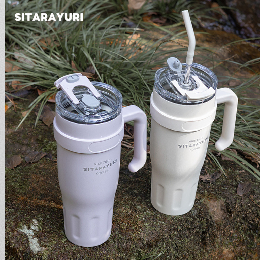 SITARAYURI (ของแท้) แก้วสแตนเลสเก็บความเย็น/ร้อน แก้วมีหูจับ แก้วเก็บอุณหภูมิ 1,100ml แก้วขนาดใหญ่
