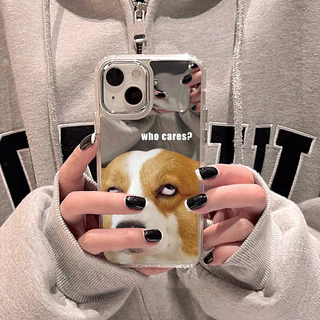 เคสโทรศัพท์มือถือแบบกระจกFor IPhone 11 13 Pro Max 17 14 Case ไอโฟน15 16 12เคสไอโฟนลายสุนัข/แมวกรณีโทรศัพท์มือถือชุบกระจก