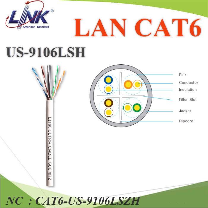 NC (ระบุความยาว) สายแลน CAT6 AT6 UTP US-9106LSZH-1 สีขาว CAT6-US-9106LSZH