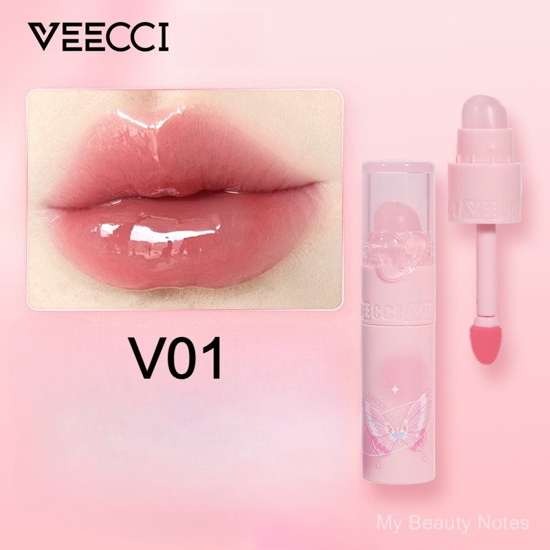 VEECCI Clear and Transparent Lip Lines Lip Lacquer Comes with Silicone Lip Brush Light and Transparent to Improve Lip Lines XB6N