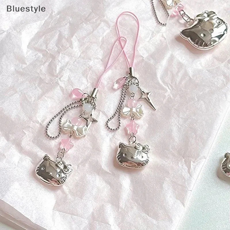 Bluestyle Kawaii แมวหวานเชือกโทรศัพท์มือถืออะนิเมะเครื่องประดับ Handmade ลูกปัด Strand Dangle จี้ DIY เครื่องประดับอุปกรณ์เสริมของเล่นใหม่