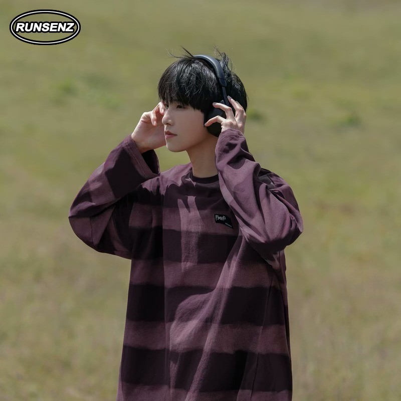 M-8xl แฟชั่นเกาหลีลายแขนยาวผู้ชาย Plus ขนาด T เสื้อฤดูใบไม้ร่วงลําลองหลวมขนาดใหญ่ Tee