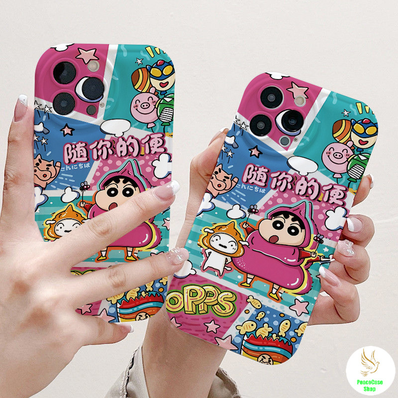 COD-ในไทย เคสคู่รัก เครยอนชินจังน่ารัก ดูตลก สําหรับiPhone 7 8 X 11 12 13 14 15 TPU ซิลิโคนเปลือกเบาะลมคู่รัก Unisex