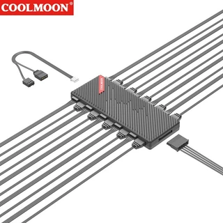 Coolmoon AM10 ARGB Fan Hub 10Port 4pin PWM+3pin 5V M/B Sync