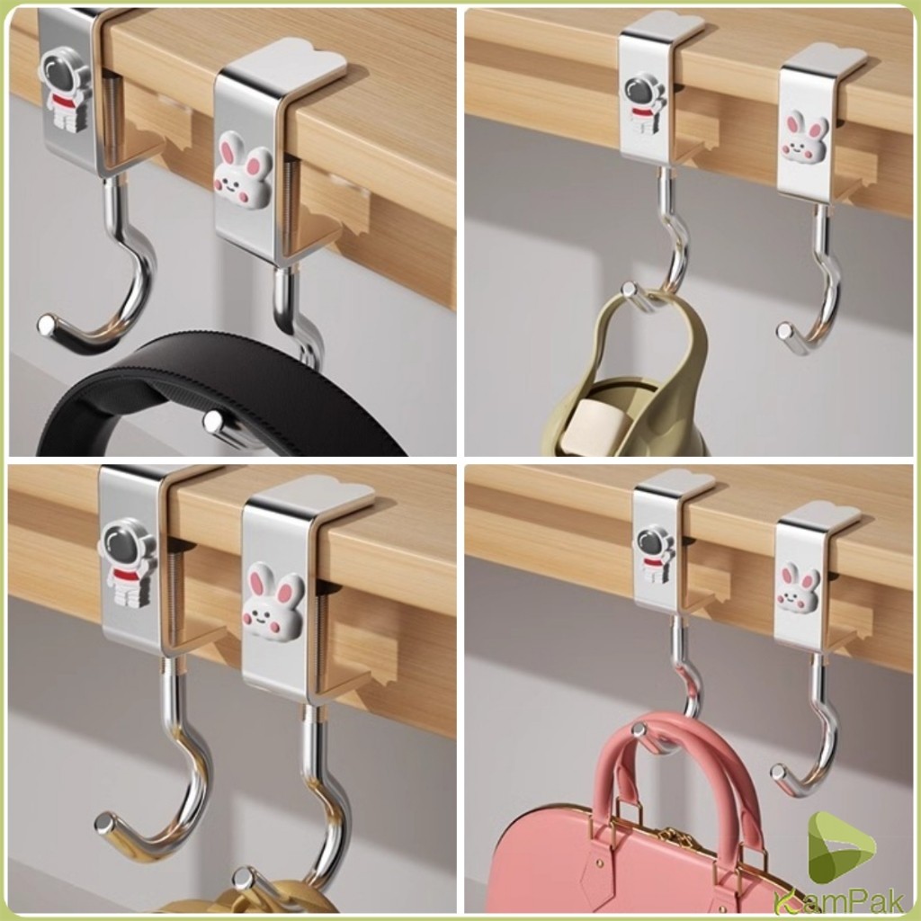 KamPak ตะขอแขวนขอบโต๊ะ อเนกประสงค์ หมุนปรับได้ ตะขอตั้งโต๊ะโลหะ Metal hook