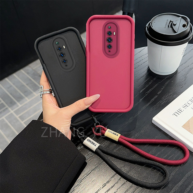 ฟรี Lanyard Case สําหรับ OPPO RENO 2F 2 3 PRO F15 เคสโทรศัพท์ยุโรปและอเมริกาฝาครอบใหม่
