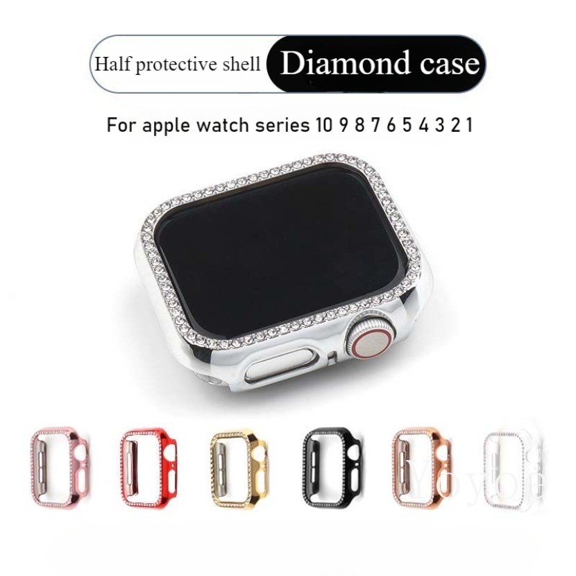 Bling สําหรับ Apple Watch Series 10 42 มม.46 มม.44 มม.45 41 มม.40 มม.44 38 มม.ผู้หญิงเพชรกันชนสําหรับ iwatch 49 มม.Ultra2 Series 7 9 8 5 6 SE 4 3