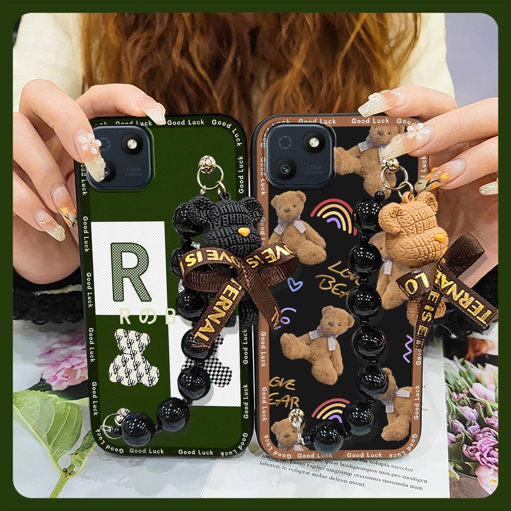 soft case Black pearl pendant Phone Case For Wiko T10 protective case Bear bracelet Anti-knock phone