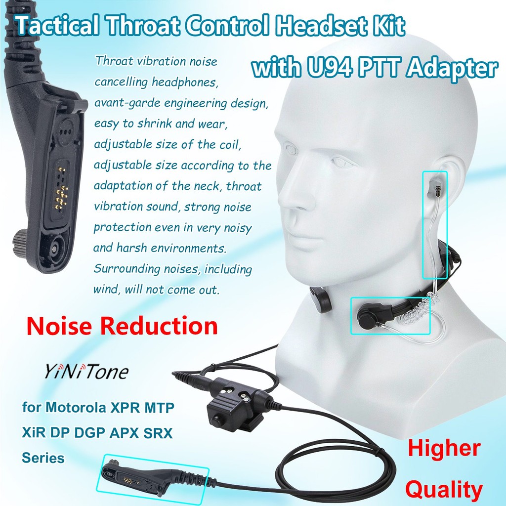 ชุดหูฟังไมโครโฟนคอสําหรับ Motorola MTP850S XIR P8268 วิทยุชุดหูฟังลดเสียงรบกวนควบคุมคอพร้อม U94 PTT