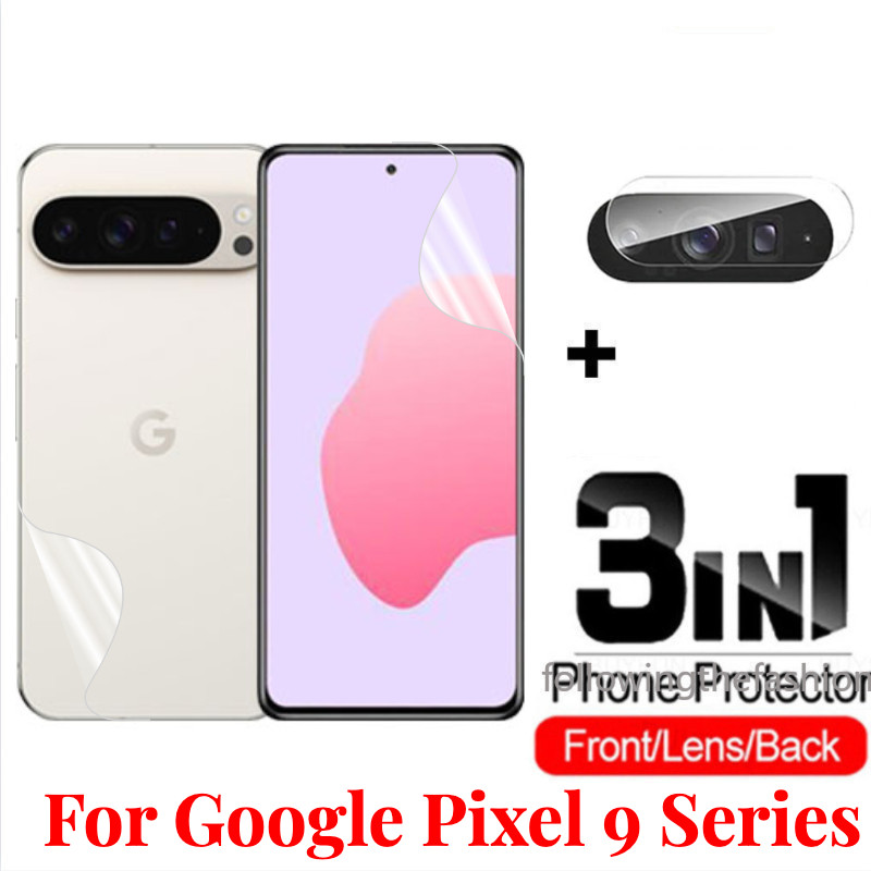 3 in 1 ฟิล์ม Hydrogel ด้านหน้าและด้านหลังสําหรับ Google Pixel 9 Pro 5G Poxel9 9Pro XL 2024 ฟิล์มป้อง