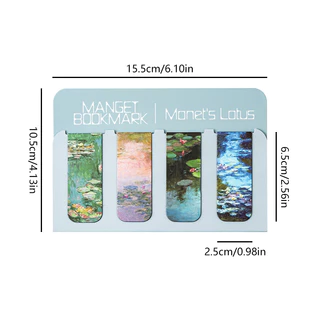4 ชิ้น Aesthetic Art series ที่คั่นหนังสือแม่เหล็กนักเรียนพับ Mini Book Page Holder Art Bookmarks
