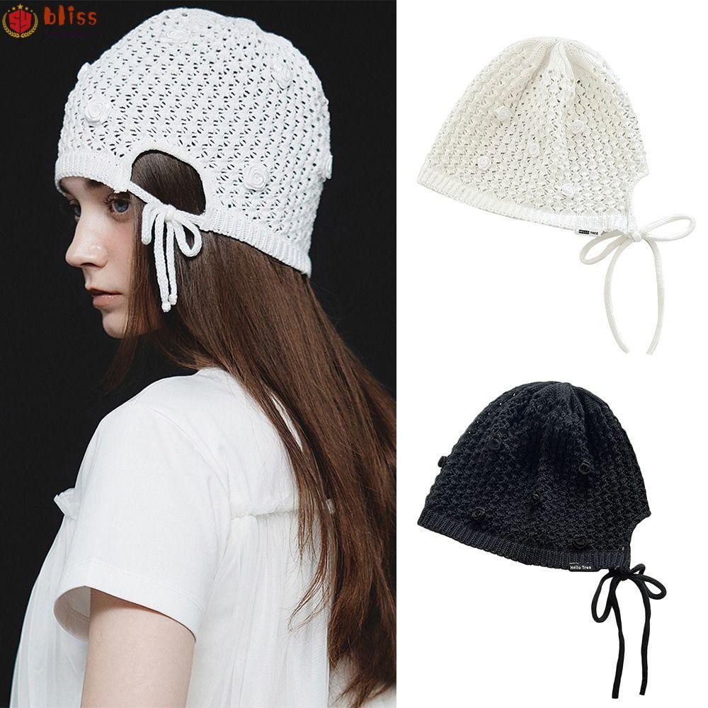 Blliss หมวกถัก, Casual Summer Beret Cap, Breathable ดอกไม้ Hollowed Out แฟชั่น Skullies หมวกสําหรับผู้หญิง – โปรปัง