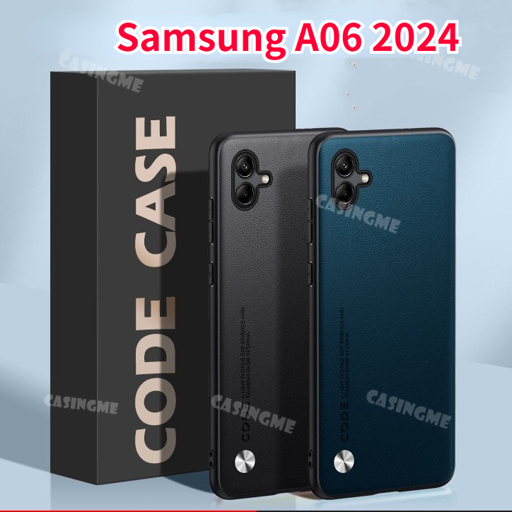 Samsung A06 2024 หรูหราผิวธรรมดาปลอกหนังสําหรับ Samsung Galaxy A06 A06s SamsungA06 06A s 4G 5G 2024 