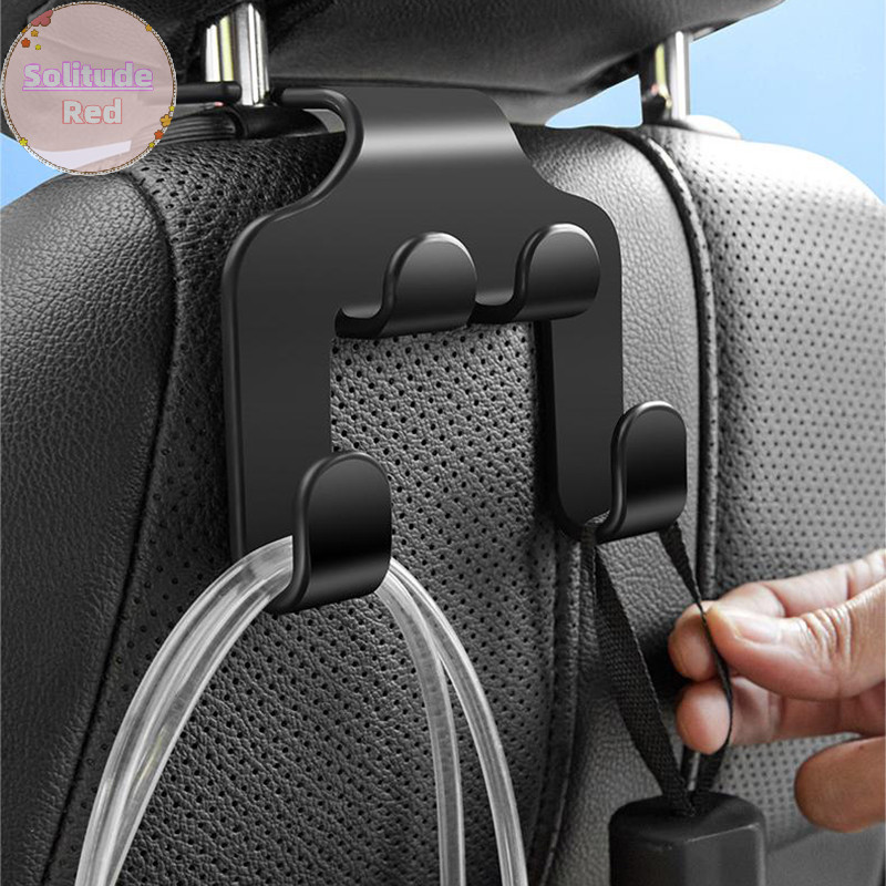 Solitudered รถที่นั่ง Headrest Hook Hanger สีดําจัดเก็บ Universal สําหรับกระเป๋าถือกระเป๋า Coat Fit Universal รถผู้ถือ TH