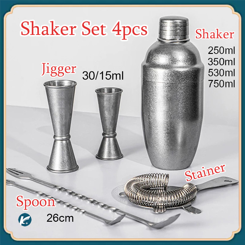 【KC】4PCS Shaker Set 250/350/530/750ml เชคเกอร์ผสมเหล้า ชานมไข่มุก อุปกรณ์ค็อกเทล