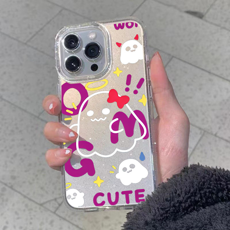 นิ่มกันกระแทก TPU เรืองแสง เคสไอโฟน เคสโทรศัพท์ เคสไอโฟน 11 12 14 15 13 Pro Max XR XS X 7 8P มอนสเตอร์ที่น่ารักกระพือ