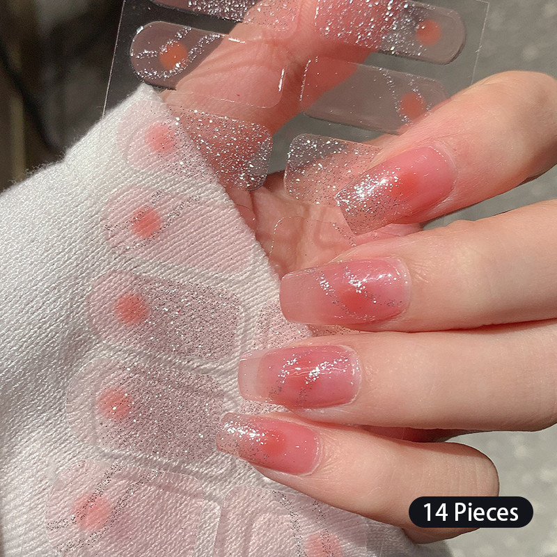 Ur SUGAR 14Tips สติ๊กเกอร์ติดเล็บดอกไม้กาวคลุมทั้งหมด เจลเล็บ Wraps DIY แต่งเล็บ Decals