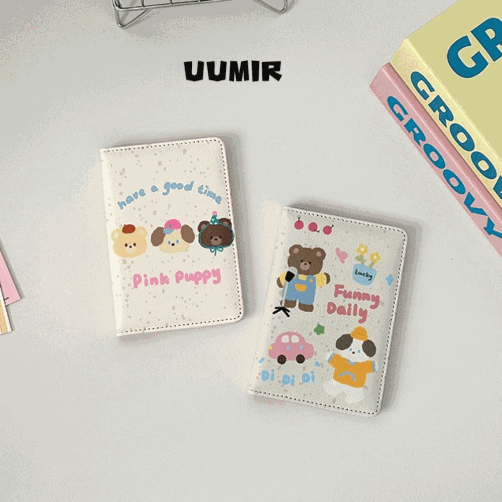 UUMIR ที่ใส่หนังสือเดินทาง, กระเป๋าใส่หนังสือเดินทางหนัง ปู่ มัลติฟังก์ชั่น, กระเป๋าสตางค์บัตรเครดิตการ์ตูนบางเฉียบแบบพกพา