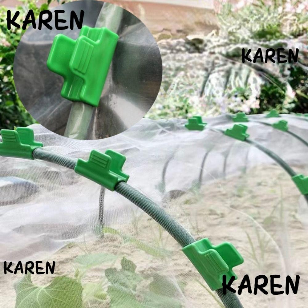 Karen 10 ชิ้นที่หนีบฟิล์มเรือนกระจก, กรอบแรเงาสนับสนุนเพิงแถวปกเรือนกระจกฟิล์มกดหัวเข็มขัด, พลาสติกสีเขียวคุณภาพสูง กันลม สวนยืนคลิป