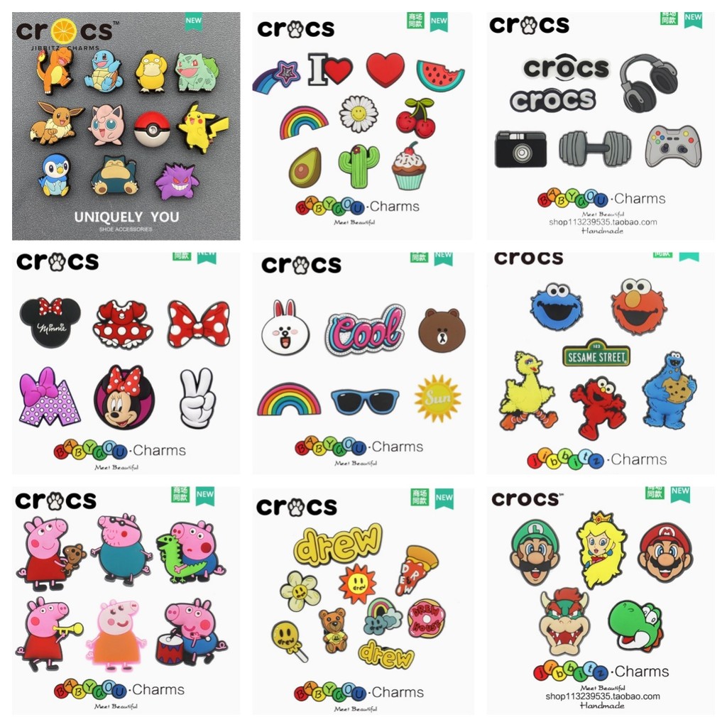 Crocs Jibbitz Charms Shoe Buckle PVC หลากหลายดีไซน์ Pok É Mon Elf และ Minnie