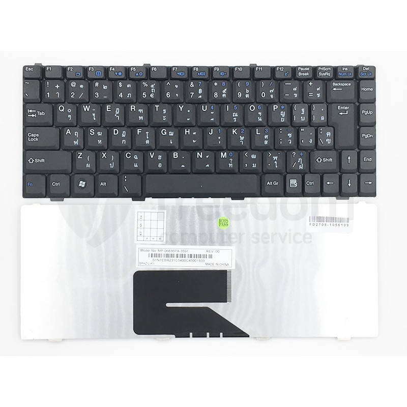 คีย์บอร์ด Msi PX200 PX210 PX211 CR410 CX410 CX413 CX420 GX400 GX403 GX440 EX300 EX310 (TH-US) KEYBOA