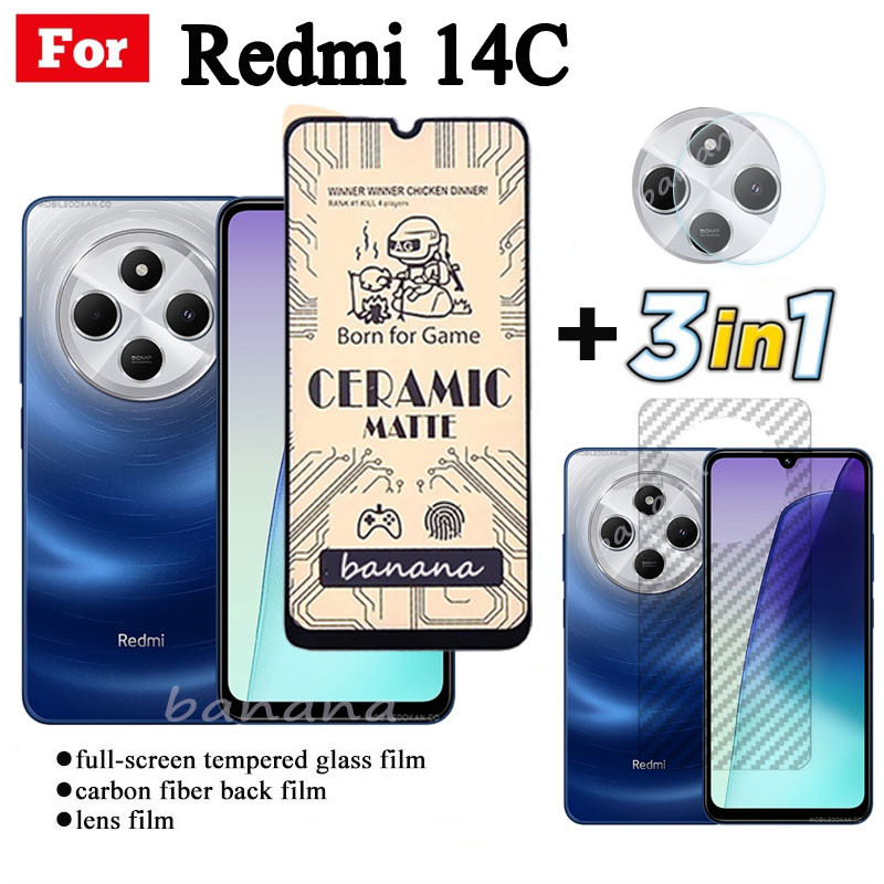 3 IN 1 Redmi 14C เซรามิคกระจกนิรภัยสําหรับ Redmi 13C 12C 10C Redmi 13 12 4G 5G เลนส์กล้องกระจกป้องกันหน้าจอและฟิล์มด้านหลัง