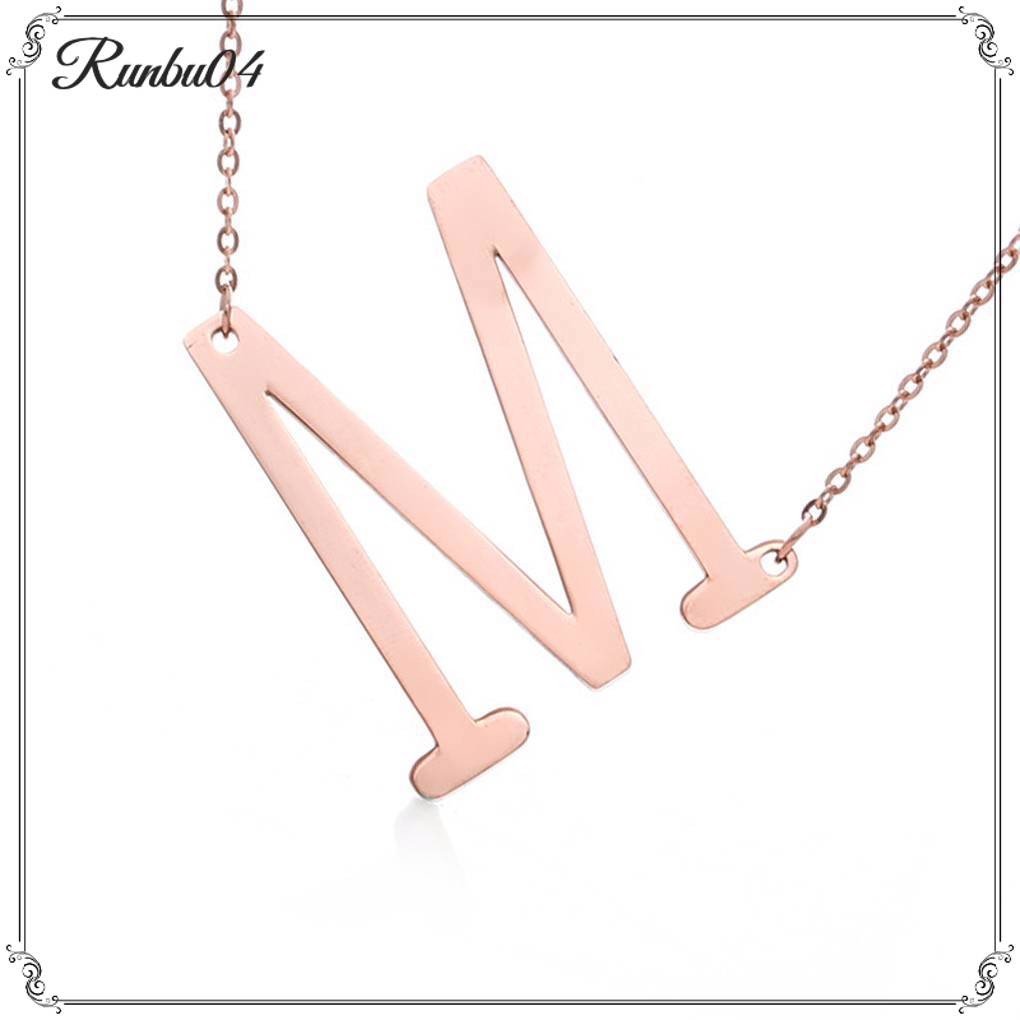Runbu> 1/2 แฟชั่นสแตนเลส Rose Gold Letter Chain จี้สร้อยคอเครื่องประดับของขวัญ