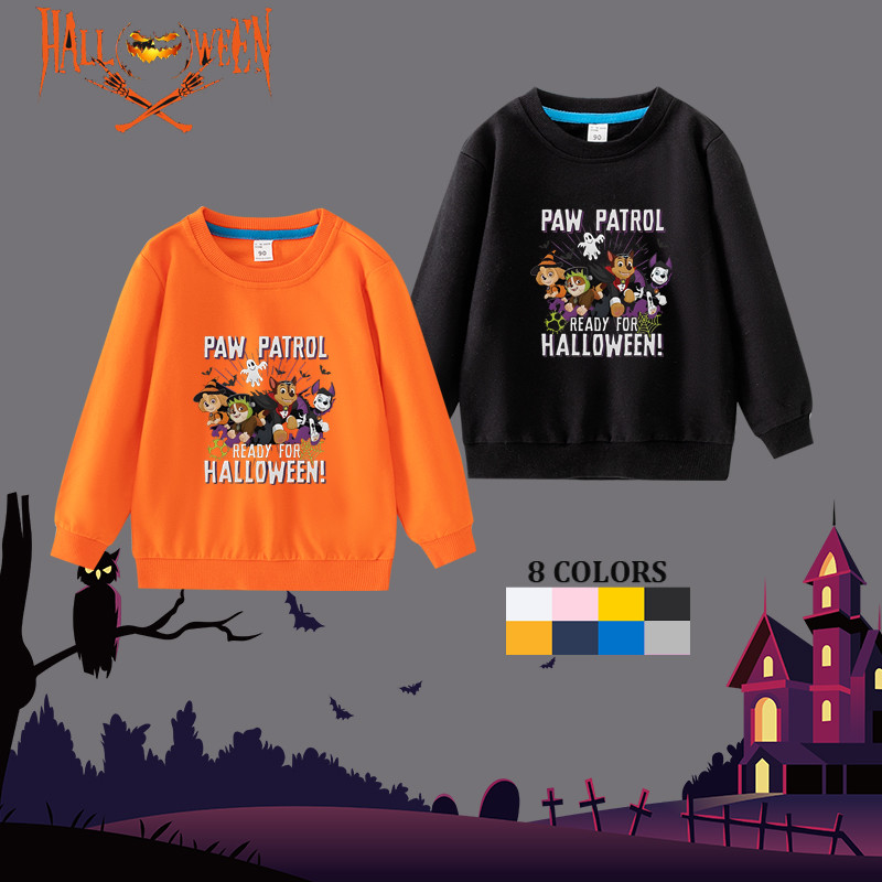 ‌ฮาโลวีน‌ เสื้อยืดแขนยาว PAW PATROL ผ้าฝ้าย100% ระบายอากาศดี สําหรับเด็กชายและหญิง TH2TWY010