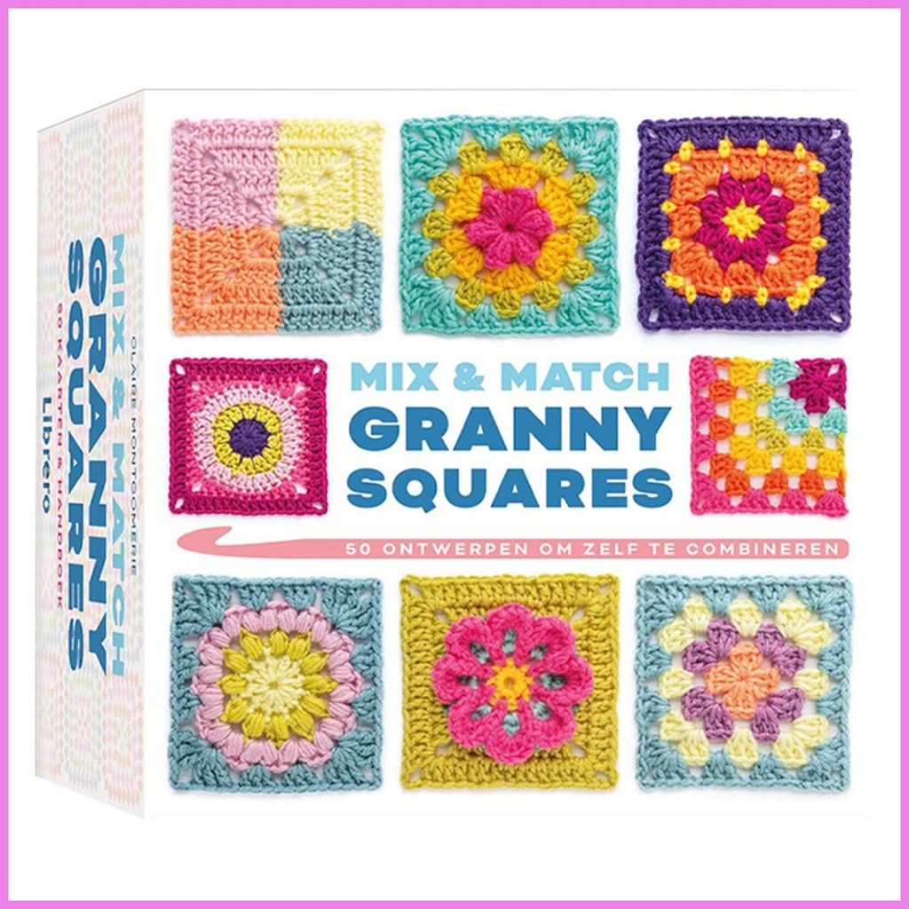 3d Granny Square หนังสือถักโครเชต์ Modern Guide ชุดโครเชต์สําหรับผู้เริ่มต้นสีที่ยอดเยี่ยมผสมและจับคู่ lameintth
