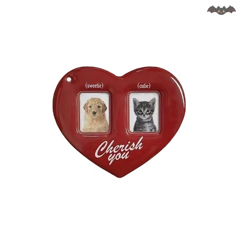 [PE] Idol Photo Protective Photo Card Holder Display Sleeves 3 นิ้ว Love Heart Shape ID Photo Cards Sleeve พวงกุญแจแขวนโซ่ TH