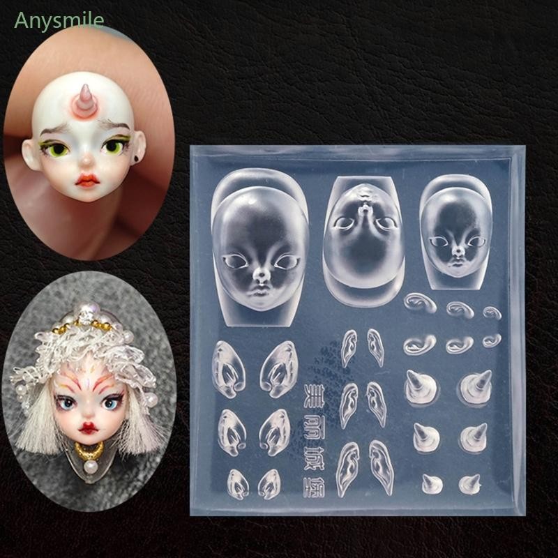 Anys DIY ซิลิโคนเล็บปั๊มแผ่น Elf ตุ๊กตา DIY เล็บแกะสลักแม่พิมพ์ Devil Horns ปั๊มเล็บแม่พิมพ์ซิลิโคน Mater