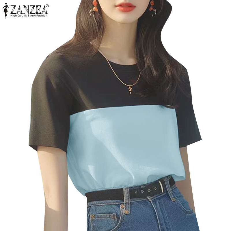 Zanzea เสื้อยืดแขนสั้นคอกลมลําลองสําหรับผู้หญิงเกาหลี